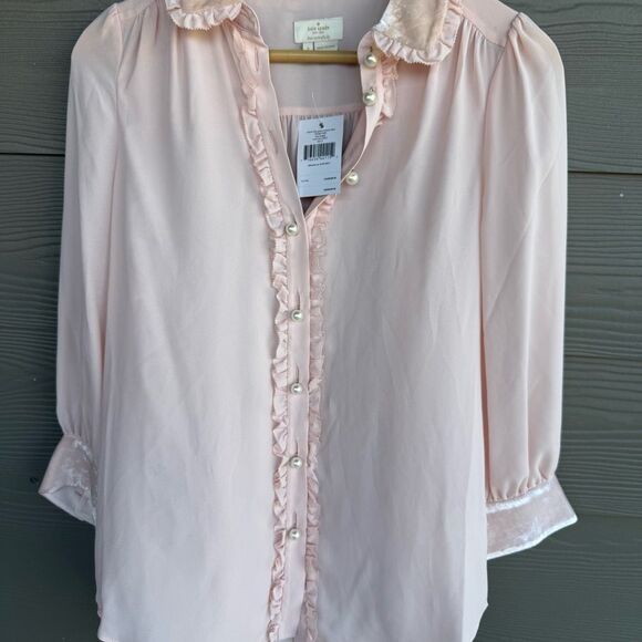 Kate Spade NWT pink blouse with pearl buttons - Picture 4 of 7